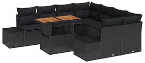 vidaXL Kert étkező szett párnával 9 pcs Fekete és Barna
