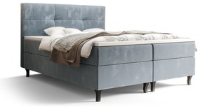 Franciaágy  Boxspring 140 cm Lumba (világoskék) (matraccal és tárolóhellyel). 1046672