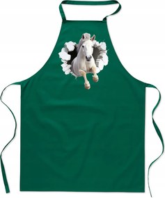 Konyhai Kötény pamut zöld lyuk Ló ló FA_493_z