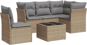 vidaXL 6 részes bézs polyrattan kerti ülőgarnitúra párnával