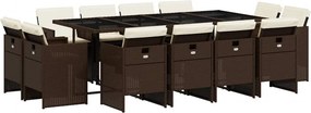 vidaXL 13 részes barna polyrattan kerti ülőgarnitúra párnákkal
