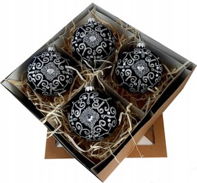 Üveg karácsonyfadísz 4 db 10 cm Prémium