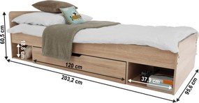 Egyszemélyes ágy 1S/90, sonoma tölgyfa, TEYO