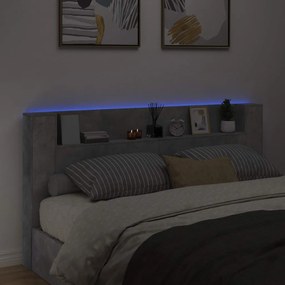 Fejtámla polcokkal Beton Szürke 200 x 16,5 x 103,5 cm Faanyag