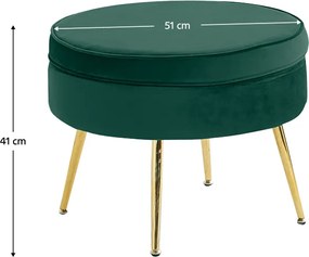Luxus zsámoly/puff, smaragd Velvet szövet/króm arany, Art-deco, NOBLIN TYP 1