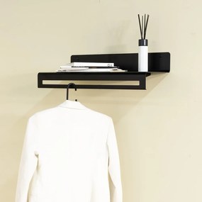 Fekete fém fali fogas polccal 60 cm Sway – Spinder Design