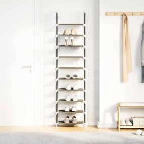 fekete nem szőtt szövetből cipőállvány 10 szintes 44x28x180 cm