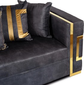 Háromszemélyes kanapé fekete/arany színben. PALLAZO 3S