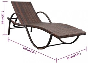 barna polyrattan napozóágy párnával és asztallal