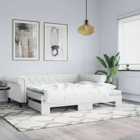 fehér kihúzható műbőr heverő 90 x 200 cm