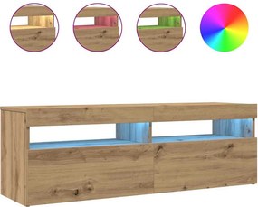 vidaXL kézműves tölgy szerelt fa TV-szekrény LED-ekkel 120x35x40 cm