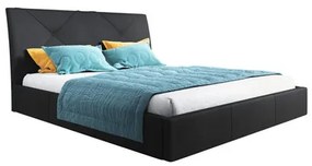 Kárpitozott ágy KARO mérete 140x200 cm Fekete műbőr