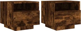 vidaXL 2 db sonoma tölgy színű éjjeliszekrény LED-ekkel 40x39x37 cm