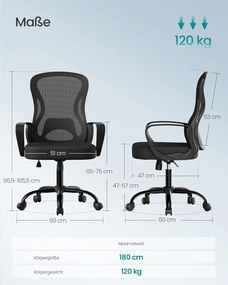 Irodai Szék Ergonomikus Hálós Forgószék, fekete