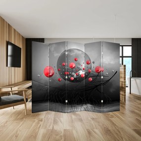 Paraván - Piros absztrakt gömbök (210x170 cm)