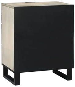 vidaXL Éjjeliszekrény Fehér és fekete 50 x 33 x 62 cm Tömör akácfa