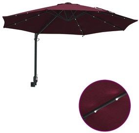 Falra Szerelhető Kerti Napernyő LED-del Burgundi Vörös 248 cm