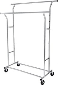 Gurulós ruhaállvány 110kg teherbírással, króm 129-169 cm között állítható