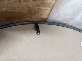 AKCIÓ Fekete kerek tükör bőr fogantyúval NAHAD Ø50 cm II. osztályú