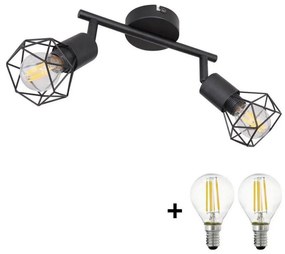 Globo - LED Spotlámpa XARA 2xE14/6W/230V fekete GL5501+2xVT1928