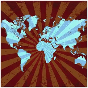 Poszterek 140x140 Kék világtérkép