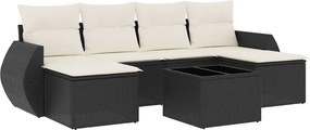 vidaXL 7 részes fekete polyrattan kerti ülőgarnitúra párnával