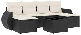 vidaXL 7 részes fekete polyrattan kerti ülőgarnitúra párnával
