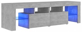 betonszürke TV-szekrény LED-lámpákkal 140 x 36,5 x 40 cm