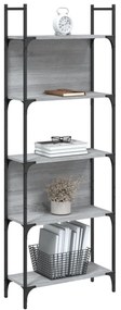 5 szintes szürke sonoma szerelt fa könyvespolc 60,5x24x166,5 cm
