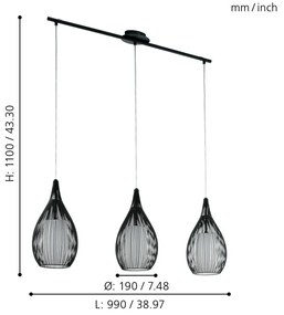 Eglo Razoni 94389 függeszték, 3x60W E27