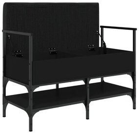 fekete szerelt fa cipőtároló pad 85,5 x 42 x 57,5 cm