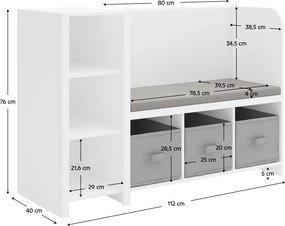 Polcállvány paddal, fehér/szürke, BENKO