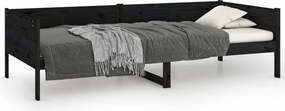 vidaXL fekete tömör fenyőfa kanapéágy 90 x 190 cm