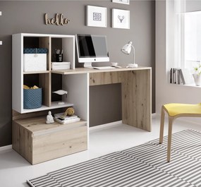 PC asztal, artisan tölgy/fehér matt, NEREO