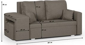 DOLAR2 Kétszemélyes kinyitható kanapé Rózsaszín