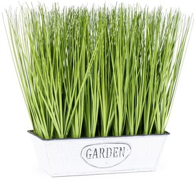 Virágláda műfűvel, 38 x 30 x 10 cm