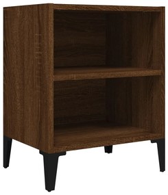 2 db barna-tölgy színű éjjeliszekrények fém lábakkal 40x30x50cm