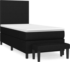 vidaXL fekete szövet rugós ágy matraccal 90x200 cm