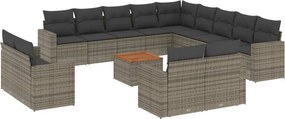 vidaXL 14 részes szürke polyrattan kerti ülőgarnitúra párnákkal