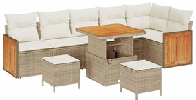 vidaXL Kerti Kanapé Szett párnával 9 pcs Beige és krém