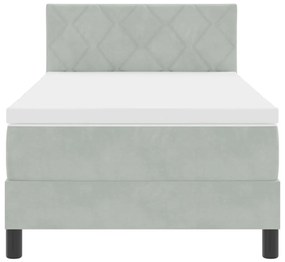 Boxspring Ágy Mattal és LED Fénnyel Világosszürke 90x190 cm Bársony