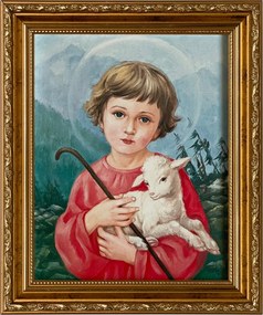 Vászonkép 31x26 Jézus Krisztus Isten Báránya Arany Díszített Keret