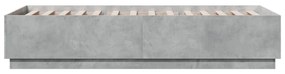 betonszürke szerelt fa ágykeret LED-del 90 x 200 cm