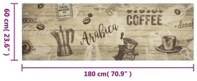 barna feliratos mosható bársony konyhaszőnyeg 60 x 180 cm