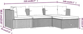 4 részes barna polyrattan kerti ülőgarnitúra párnákkal