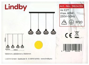 Lindby - Csillár zsinóron FRANCES 4xE27/60W/230V