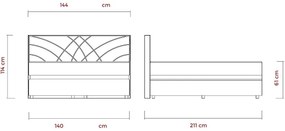 GINA 140x200 cm bézs kárpitozott ágy matracokkal és ágyneműtartóval