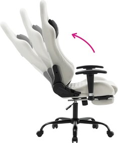 Irodai/gamer szék, fehér/fekete, teherbírás 150 kg, PAPIBAS