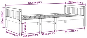 fehér tömör fenyőfa gyerekágy matrac nélkül 90 x 190 cm