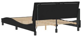 fekete bársony ágykeret LED-világítással 120 x 200 cm